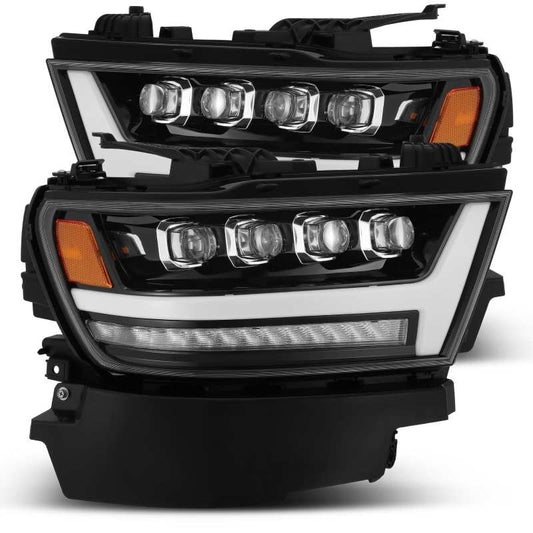 AlphaRex - AlphaRex 19-20 Ram 1500HD NOVA LED Proj Headlights Plank Style Gloss Blk w/Activ Lght/Seq Signal/DRL - Demon Performance