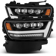 AlphaRex - AlphaRex 19-20 Ram 1500HD NOVA LED Proj Headlights Plank Style Gloss Blk w/Activ Lght/Seq Signal/DRL - Demon Performance