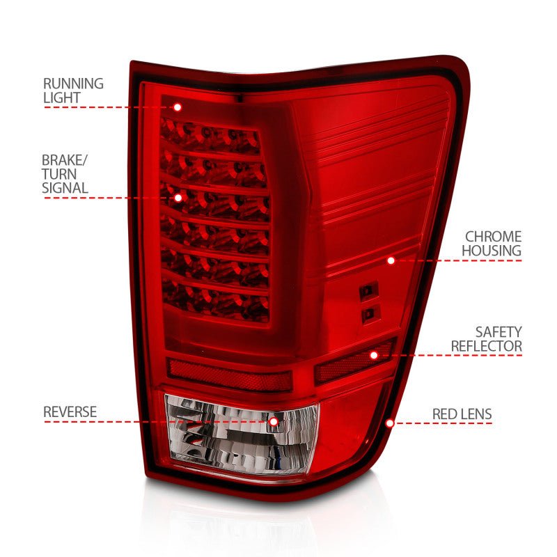 ANZO - Anzo 04-15 Nissan Titan Full LED Tailights Chrome Housing Red/Clear Lens - Demon Performance