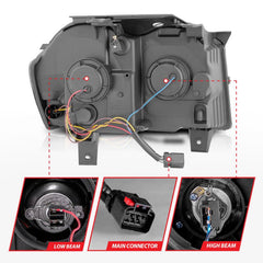 ANZO - ANZO 05-07 Jeep Grand Cherokee Projector Headlights - w/ Light Bar Switchback Chrome Housing - Demon Performance