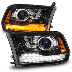 ANZO - Anzo 09-18 Dodge 1500-3500 LED Plank Style Headlights w/Switchback+Sequential Hyper Black (OE Style) - Demon Performance