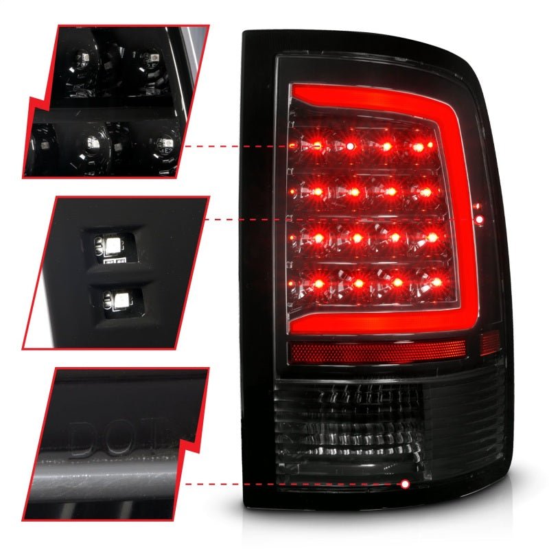 ANZO - ANZO 09-18 Dodge Ram 1500 Full LED Tailights w/ Sequential Black Housing/Clear Lens - Demon Performance