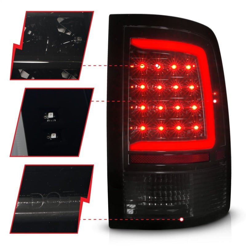 ANZO - ANZO 09-18 Dodge Ram 1500 Full LED Tailights w/ Sequential Black Housing/Smoke Lens - Demon Performance