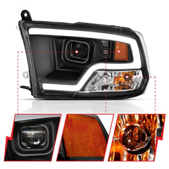 ANZO - ANZO 09-18 Dodge Ram 1500 Plank Style Projector Headlights Black w/ Halo - Demon Performance