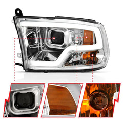ANZO - ANZO 09-18 Dodge Ram 1500 Plank Style Projector Headlights Chrome w/ Halo - Demon Performance