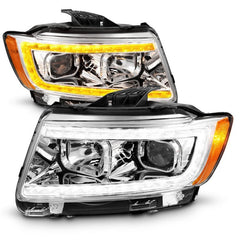 ANZO - ANZO 11-13 Jeep Grand Cherokee (Factory Halogen Only) Projector Headlights w/Light Bar Swchbk Chrome - Demon Performance