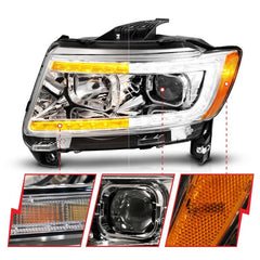 ANZO - ANZO 11-13 Jeep Grand Cherokee (Factory Halogen Only) Projector Headlights w/Light Bar Swchbk Chrome - Demon Performance
