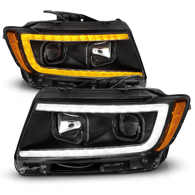 ANZO - ANZO 11-13 Jeep Grand Cherokee (Factory Halogen Only) Projector Headlights w/Light Bar Swtchbk Black - Demon Performance