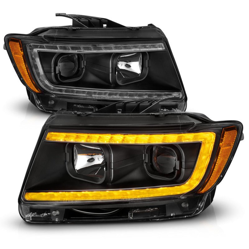 ANZO - ANZO 11-13 Jeep Grand Cherokee (Factory Halogen Only) Projector Headlights w/Light Bar Swtchbk Black - Demon Performance