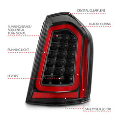 ANZO - ANZO 11-14 Chrysler 300 LED Taillights Black w/ Sequential - Demon Performance
