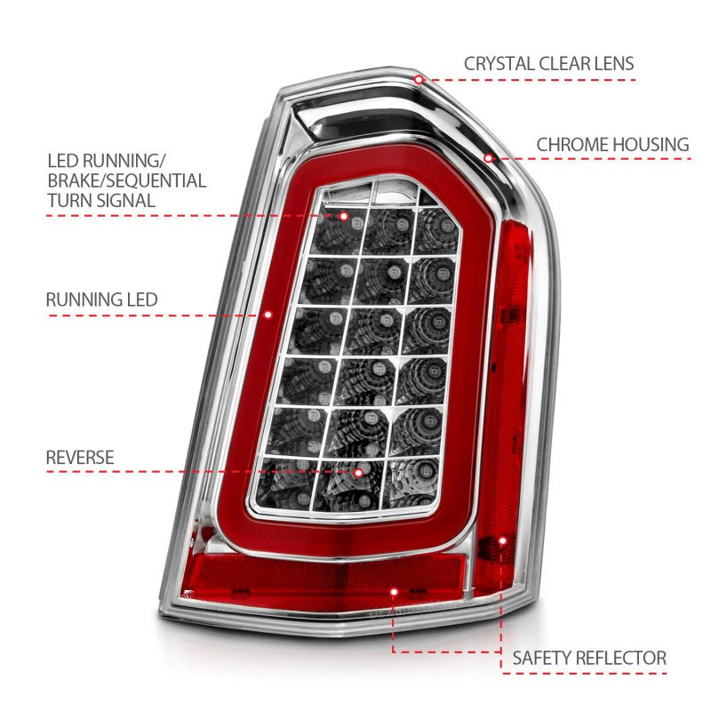 ANZO - ANZO 11-14 Chrysler 300 LED Taillights Chrome w/ Sequential - Demon Performance