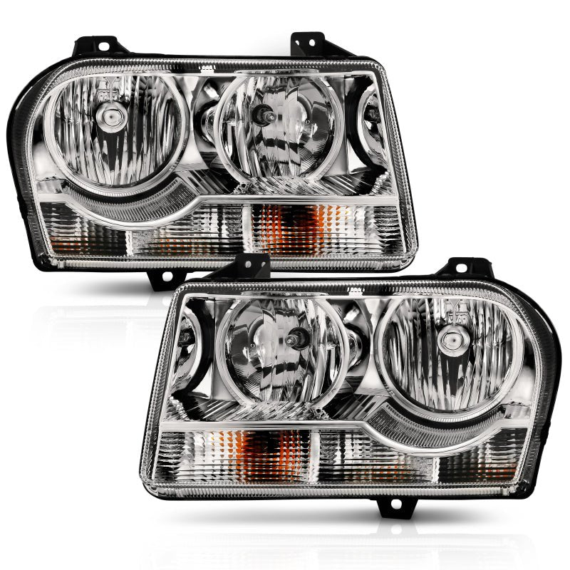 ANZO - ANZO 2005-2010 Chrysler 300 Crystal Headlight Chrome Amber - Demon Performance
