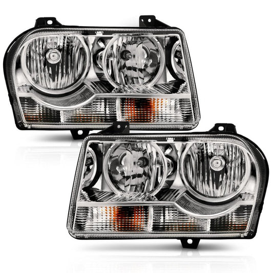 ANZO - ANZO 2005-2010 Chrysler 300 Crystal Headlight Chrome Amber - Demon Performance