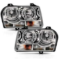 ANZO - ANZO 2005-2010 Chrysler 300 Crystal Headlight Chrome Amber - Demon Performance