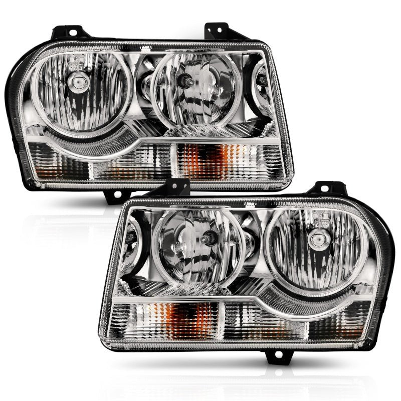 ANZO - ANZO 2005-2010 Chrysler 300 Crystal Headlight Chrome Amber - Demon Performance