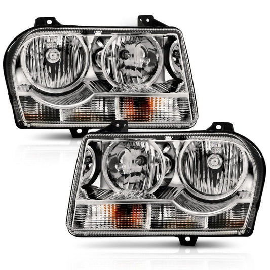 ANZO - ANZO 2005-2010 Chrysler 300 Crystal Headlight Chrome Amber - Demon Performance