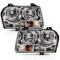 ANZO - ANZO 2005-2010 Chrysler 300 Crystal Headlight Chrome Amber - Demon Performance