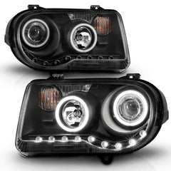 ANZO - ANZO 2005-2010 Chrysler 300C Projector Headlights w/ Halo Black (CCFL) G2 - Demon Performance
