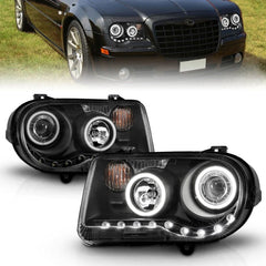 ANZO - ANZO 2005-2010 Chrysler 300C Projector Headlights w/ Halo Black (CCFL) G2 - Demon Performance