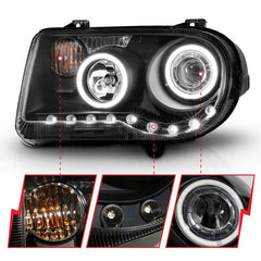 ANZO - ANZO 2005-2010 Chrysler 300C Projector Headlights w/ Halo Black (CCFL) G2 - Demon Performance