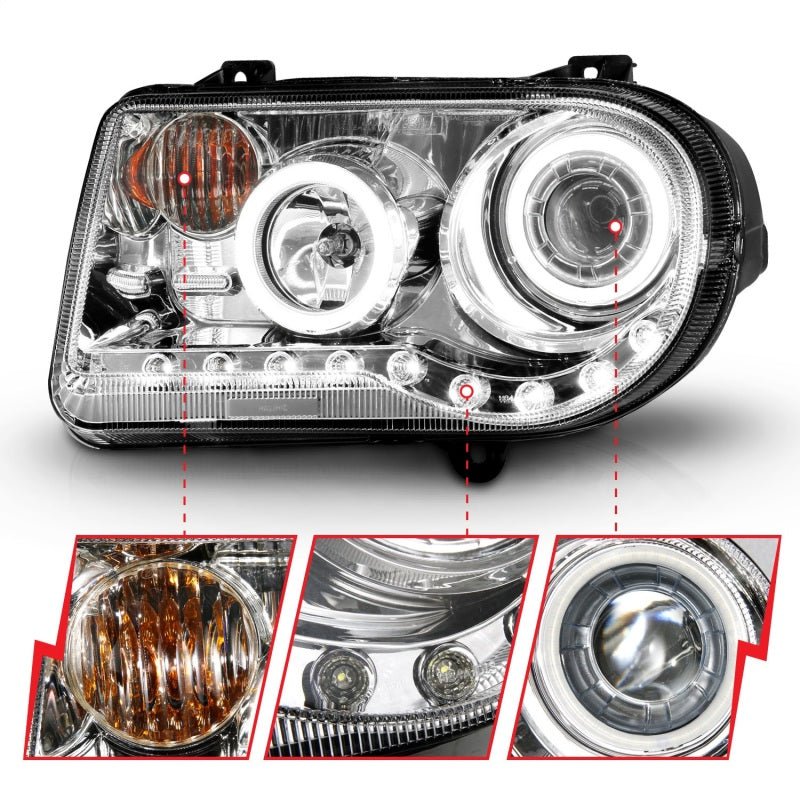 ANZO - ANZO 2005-2010 Chrysler 300C Projector Headlights w/ Halo Chrome (CCFL) G2 - Demon Performance