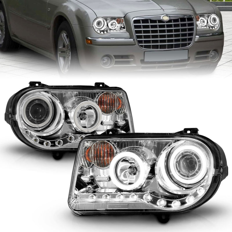 ANZO - ANZO 2005-2010 Chrysler 300C Projector Headlights w/ Halo Chrome (CCFL) G2 - Demon Performance