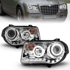 ANZO - ANZO 2005-2010 Chrysler 300C Projector Headlights w/ Halo Chrome (CCFL) G2 - Demon Performance