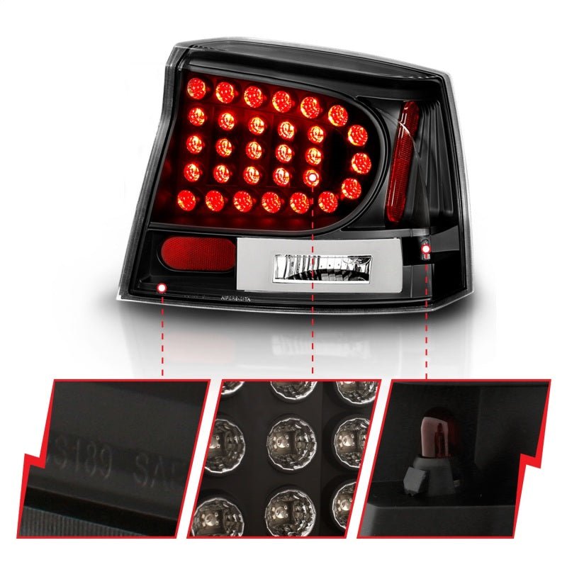 ANZO - ANZO 2006-2008 Dodge Charger LED Taillights Black - Demon Performance