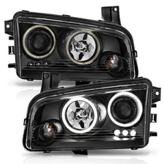ANZO - ANZO 2006-2010 Dodge Charger Projector Headlights w/ Halo Chrome (CCFL) - Demon Performance