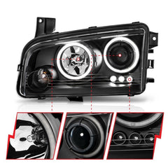 ANZO - ANZO 2006-2010 Dodge Charger Projector Headlights w/ Halo Chrome (CCFL) - Demon Performance