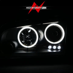 ANZO - ANZO 2006-2010 Dodge Charger Projector Headlights w/ Halo Chrome (CCFL) - Demon Performance