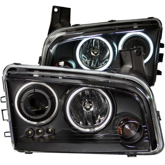 ANZO - ANZO 2006-2010 Dodge Charger Projector Headlights w/ Halo Chrome (CCFL) - Demon Performance