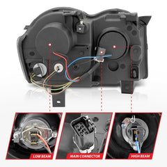 ANZO - ANZO 2008-2010 Jeep Grand Cherokee Projector Headlights w/ Halo Black (CCFL) - Demon Performance