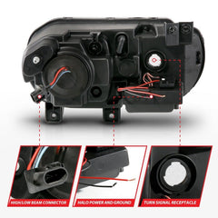 ANZO - ANZO 2008-2014 Dodge Challenger Projector Headlights w/ Halo Black (CCFL) - Demon Performance