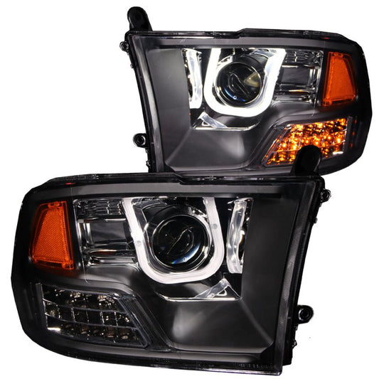 ANZO - ANZO 2009-2016 Dodge Ram 1500 Projector Headlights w/ U-Bar Black - Demon Performance