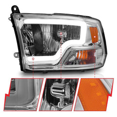 ANZO - ANZO 2009-2018 Dodge Ram 1500/ 2500/ 3500 Crystal Headlights w/ Light Bar Chrome Housing - Demon Performance