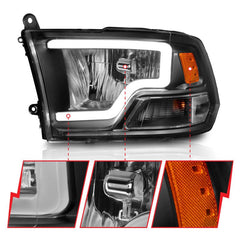 ANZO - ANZO 2009-2018 Dodge Ram 1500 Crystal Headlights w/ Light Bar Black Housing - Demon Performance