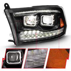 ANZO - ANZO 2009-2018 Dodge Ram 1500 Led Projector Plank Style Switchback H.L Halo Black Amber (OE Style) - Demon Performance