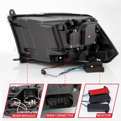 ANZO - ANZO 2009-2018 Dodge Ram 1500 Led Projector Plank Style Switchback H.L Halo Black Amber (OE Style) - Demon Performance