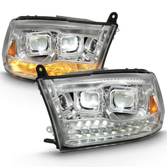 ANZO - ANZO 2009-2018 Dodge Ram 1500 Led Projector Plank Style Switchback H.L Halo Chrome Amber (OE Style) - Demon Performance