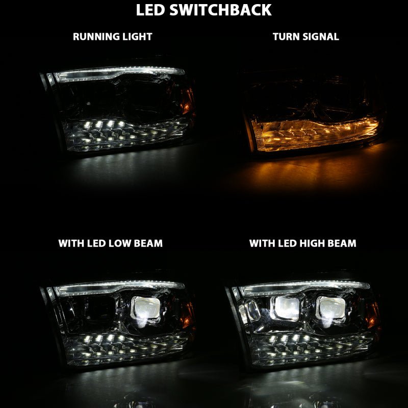 ANZO - ANZO 2009-2018 Dodge Ram 1500 Led Projector Plank Style Switchback H.L Halo Chrome Amber (OE Style) - Demon Performance