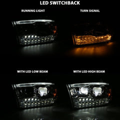 ANZO - ANZO 2009-2018 Dodge Ram 1500 Led Projector Plank Style Switchback H.L Halo Chrome Amber (OE Style) - Demon Performance