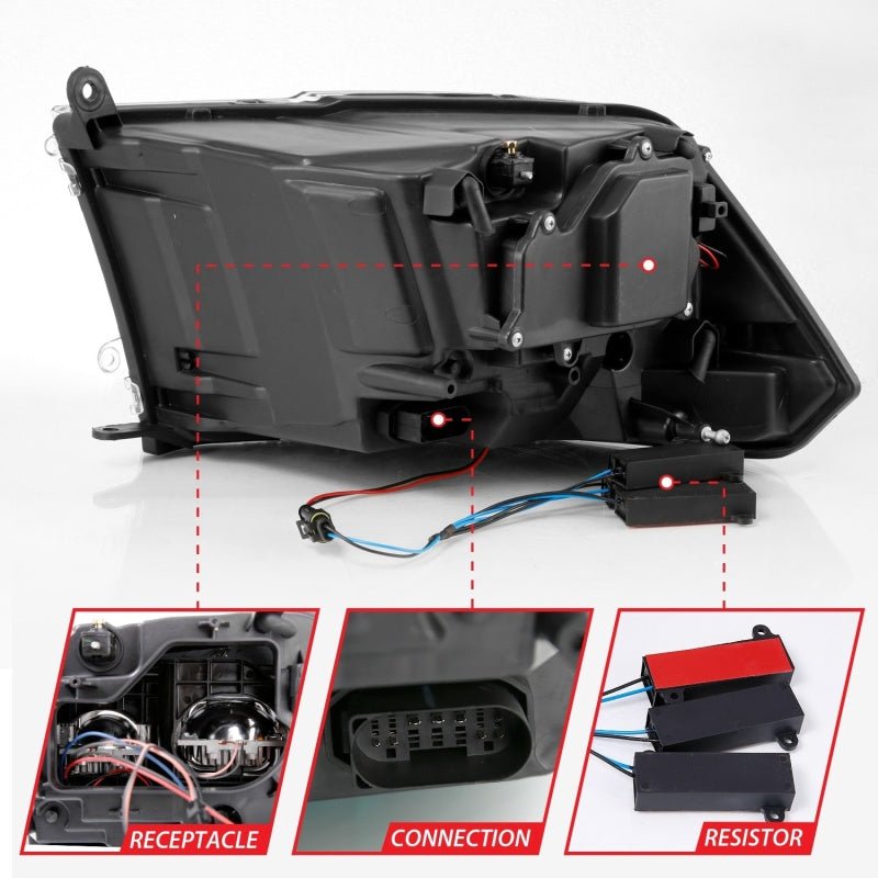 ANZO - ANZO 2009-2018 Dodge Ram 1500 Led Projector Plank Style Switchback H.L Halo Chrome Amber (OE Style) - Demon Performance