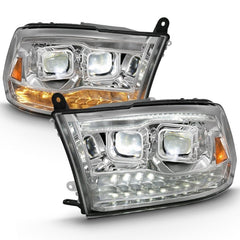 ANZO - ANZO 2009-2018 Dodge Ram 1500 Led Projector Plank Style Switchback H.L Halo Chrome Amber (OE Style) - Demon Performance