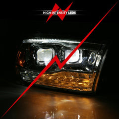 ANZO - ANZO 2009-2018 Dodge Ram 1500 Led Projector Plank Style Switchback H.L Halo Chrome Amber (OE Style) - Demon Performance