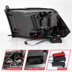 ANZO - ANZO 2009-2018 Dodge Ram 1500 Led Projector Plank Style Switchback H.L Halo Chrome Amber (OE Style) - Demon Performance