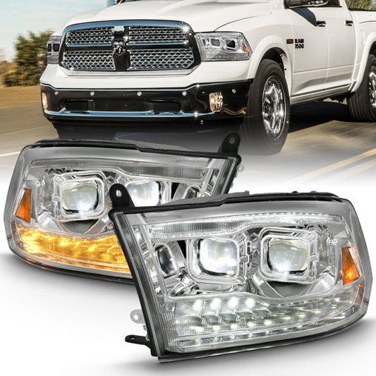 ANZO - ANZO 2009-2018 Dodge Ram 1500 Led Projector Plank Style Switchback H.L Halo Chrome Amber (OE Style) - Demon Performance