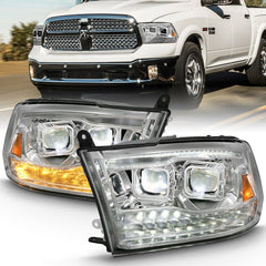 ANZO - ANZO 2009-2018 Dodge Ram 1500 Led Projector Plank Style Switchback H.L Halo Chrome Amber (OE Style) - Demon Performance
