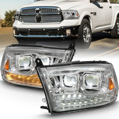 ANZO - ANZO 2009-2018 Dodge Ram 1500 Led Projector Plank Style Switchback H.L Halo Chrome Amber (OE Style) - Demon Performance
