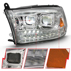 ANZO - ANZO 2009-2018 Dodge Ram 1500 Led Projector Plank Style Switchback H.L Halo Chrome Amber (OE Style) - Demon Performance
